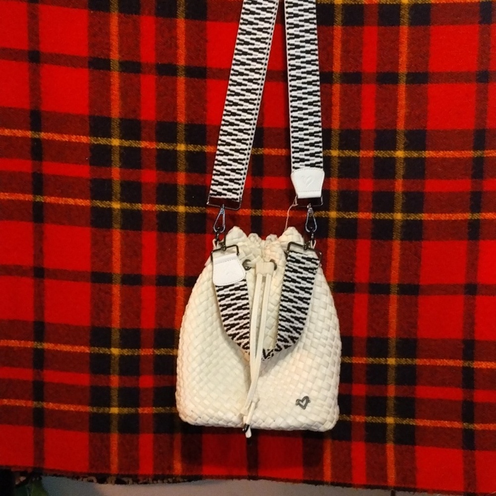 White Textured Bucket Bag